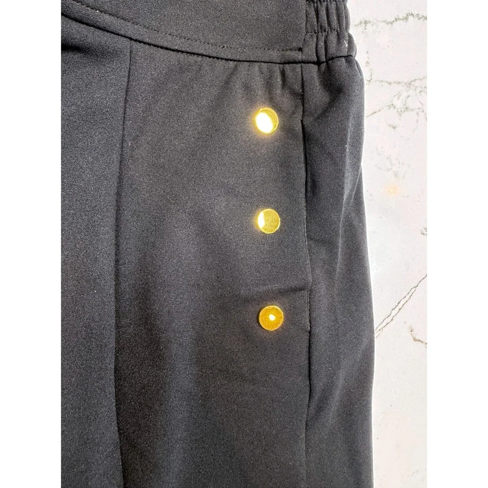 Ellen Tracy Womens SBlack Gold Button Sailor Shorts ETWS3045‎ Size S NWOT